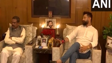 India News | Dharmendra Pradhan, Chirag Paswan Meet to Discuss Seat Sharing Arrangement for Bihar Polls