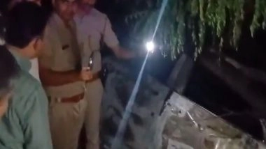 India News | Car Catches Fire After Hitting Tree in Jaipur's Phagi, Driver Escapes Unhurt