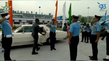 India News | Air Chief Marshal AP Singh Arrives in Vintage 1967 Ford Salon for Air Force Day Celebrations, Showcases Rich History of Armed Forces