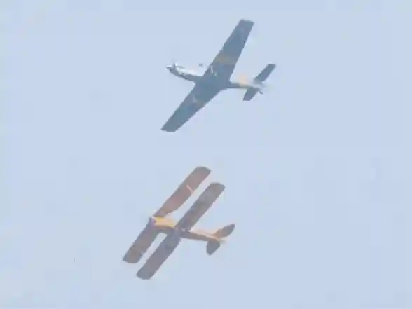 India News | IAF Displays India's First Indigenous Aircraft Restored HT-2 for First Time, Performs Aerobatics During 93rd Air Force Day Celebrations