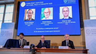 World News | Susumu Kitagawa, Richard Robson and Omar Yaghi Win 2025 Nobel Prize in Chemistry for Metal Organic Frameworks