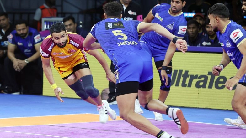 Sports News | Bharat Roars in 100th PKL Game with 20-point Performance as Telugu Titans Dismantle Haryana Steelers