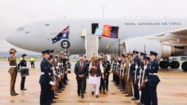 World News | Rajnath Singh Arrives in Canberra to Boost India-Australia Defence, Strategic Ties