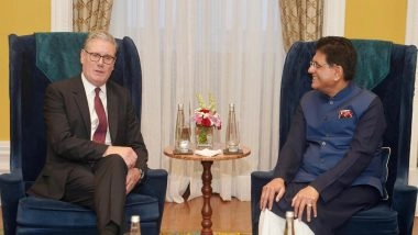 Business News | Piyush Goyal Meets UK PM Keir Starmer for Early Operationalization of India-UK Trade Deal Signed in July