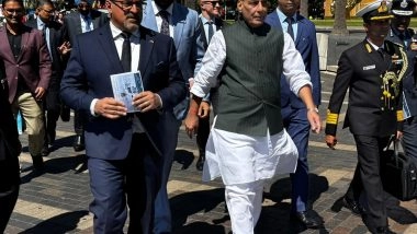 World News | Rajnath Singh Visits HMAS Kuttabul, Strengthening India-Australia Naval Cooperation