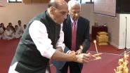 World News | Rajnath Singh Visits Sydney's BAPS Swaminarayan Mandir, Lauds India's Global Progress