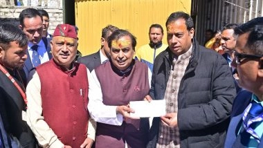 India News | Mukesh Ambani Donates Rs 10 Crore to Badrinath and Kedarnath Temples