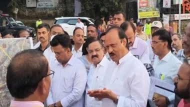 India News | Maharashtra: Ajit Pawar Inspects Works of Service Road in Warje Area Along Pune-Bengaluru NH