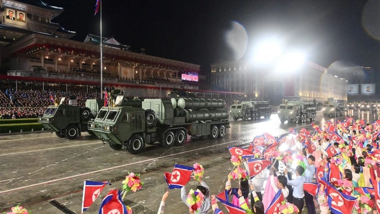 World News | North Korea Displays New Hypersonic, Nuclear Missiles at Military Parade on Ruling Party's 80th Anniversary