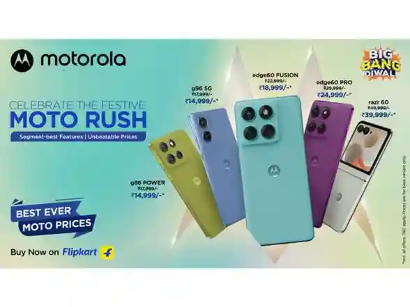 Business News | Motorola Brightens Diwali with Exciting Offers on Edge 60 PRO, Edge 60 FUSION, G96 5G, G86 POWER & Razr 60 During Flipkart's Big Bang Sale