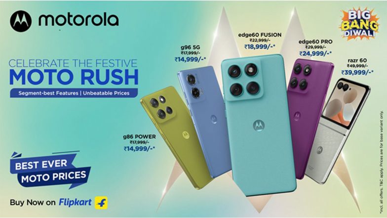 Business News | Motorola Brightens Diwali with Exciting Offers on Edge 60 PRO, Edge 60 FUSION, G96 5G, G86 POWER & Razr 60 During Flipkart's Big Bang Sale