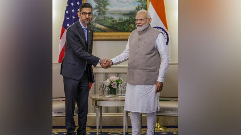 Business News | Google CEO Sunder Pichai Speaks to PM Modi, Shares Details of USD 15bn AI Hub Investment in Vishakhapatnam
