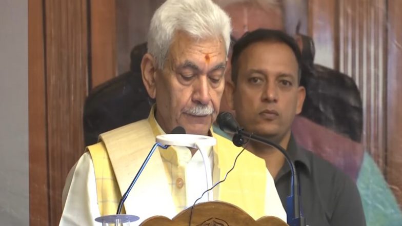 India News | LG Manoj Sinha Urges People to Buy Swadeshi Products at J-K Police's Diwali Mela Event
