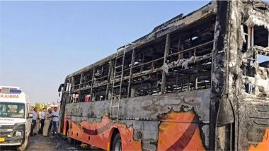 India News | 20 Killed as Bus Catches Fire in Jaisalmer, 16 Injured Admitted to Hospital