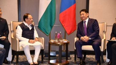 World News | JP Nadda Meets Mongolian President Ukhnaa Under 'Know BJP' Initiative, Discusses Healthcare Cooperation