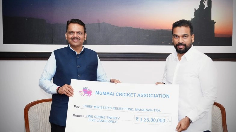 India News | Mumbai Cricket Association Donates Rs 1.25 Crore to Chief Minister's Relief Fund to Support Farmers