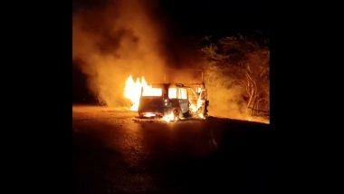 India News | Rajasthan: Four Friends Burnt Alive as Car Catches Fire After Collision with Trailer in Balotra