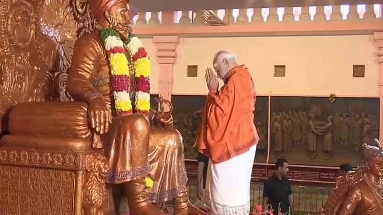 India News | PM Modi Offers Prayers at Sree Shivaji Spoorthi Kendra in Srisailam