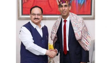 India News | Delhi: JP Nadda Meets Ex-UK PM Rishi Sunak Under 'Know BJP' Initiative