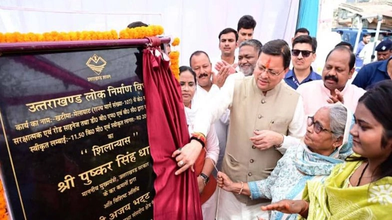 India News | Uttarakhand CM Dhami Lays Foundation Stone for Reconstruction of Khatima-Melaghat State Highway