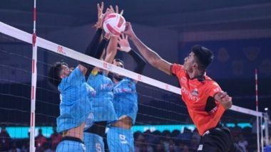 Business News | PVL 2025: Hyderabad Black Hawks Clinch 3-1 Triumph Over Goa Guardians