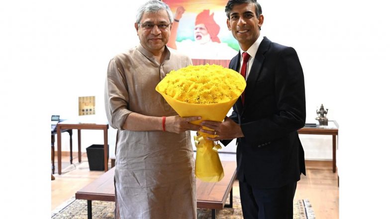 Business News | Ashwini Vaishnaw Invites Former UK PM Rishi Sunak to India's Upcoming AI Impact Summit 2026