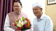 India News | Uttarakhand CM Dhami Meets Congress Leader Harish Rawat, Inquires About Health