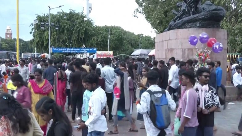 India News | Chennai's Marina Beach Bustles with Festive Spirit on Diwali