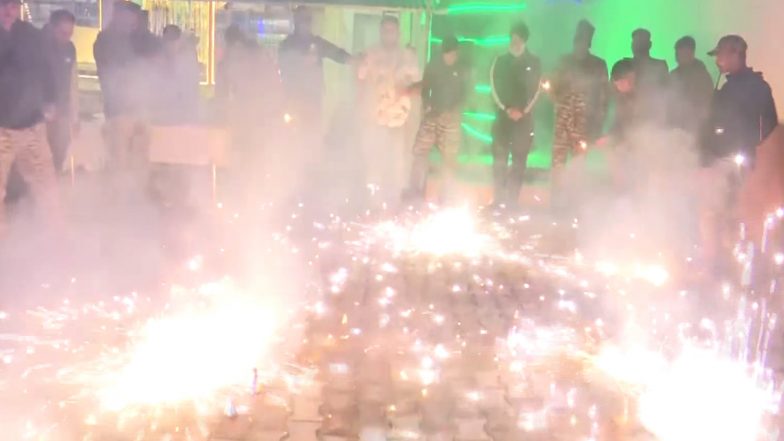 Diwali 2025: CRPF Jawans Celebrate Deepavali Away From Family in Jammu and Kashmir’s Anantnag (Watch Video)