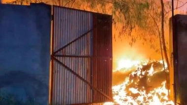 India News | Fire Breaks out at Recycling Material Storage Godown in Haryana's Ambala