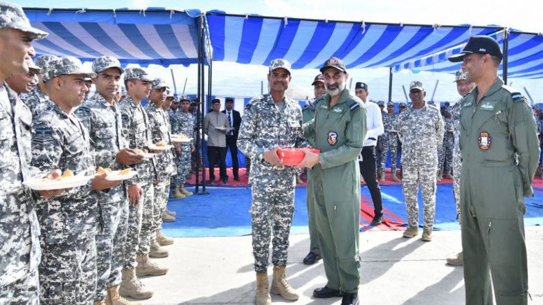 India News | Air Chief Marshal AP Singh Visits Ladakh During Diwali, Lauds IAF and Army Personnel for Their Dedication