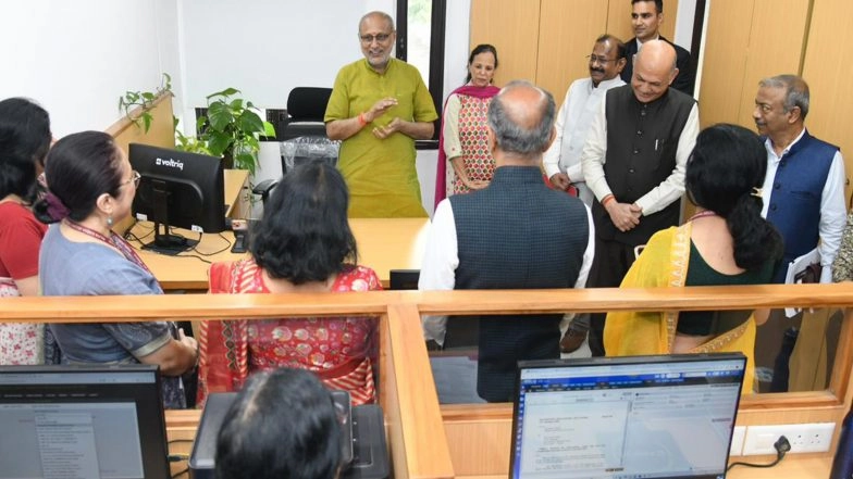 India News | Vice President CP Radhakrishnan Visits Rajya Sabha Secretariat, Extends Deepawali Greetings to Staff