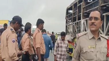 India News | Andhra: Bengaluru-bound Bus Catches Fire in Kurnool, Several Dead