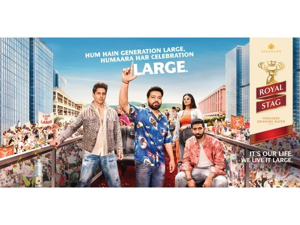 Business News | Royal Stag Packaged Drinking Water Unveils #CelebrateLarge, an AI-Powered Festive Campaign with Rohit Sharma