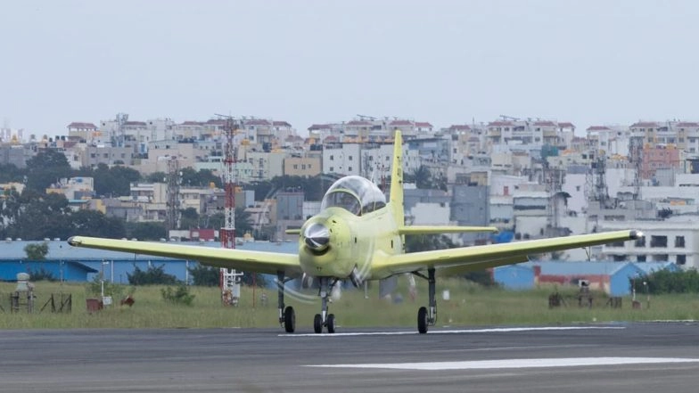 India News | HAL's First HTT-40 Series Production Aircraft Takes Maiden Flight in Bengaluru, Set to Train Next-gen Air Warriors