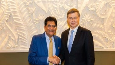 World News | Piyush Goyal Meets EU Commissioner in Berlin, Discusses Progress on India-EU FTA