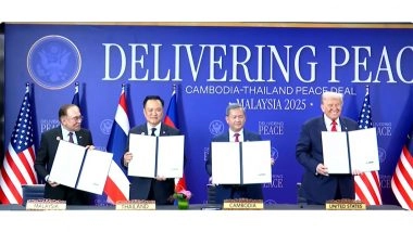 World News | Thailand-Cambodia Sign Peace Deal, Pledge Regional Stability in Presence of Trump, Anwar