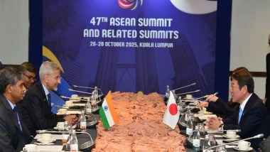 EAM S Jaishankar Meets Japanese FM Motegi Toshimitsu; Discusses Bilateral Ties, Agrees To Work Closely on Decade-Long Joint Vision (See Pics)