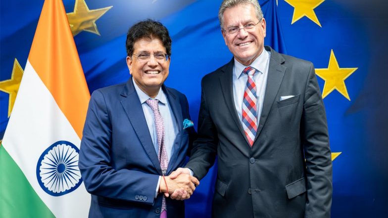 Business News | Piyush Goyal Holds Talks with EU Commissioner Maros Sefcovic on India-EU FTA Negotiations