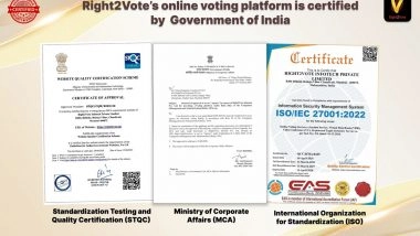 Business News | EVoting Is Mandatory in Associations Via an STQC-Certified and MCA-Approved EVoting Agency Like Right2Vote