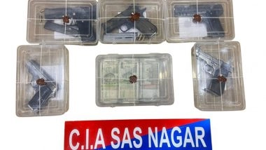 India News | Punjab: SAS Nagar Police Bust Major Illegal Arms Smuggling Racket Linked to Papla Gujjar Gang; Four Arrested