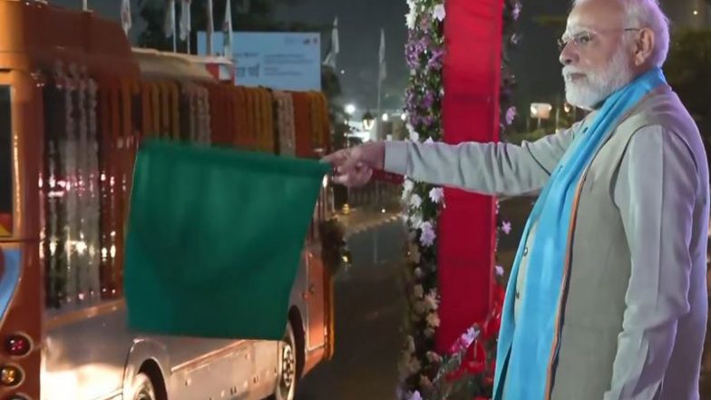 India News | Gujarat: PM Modi Flags off E-buses in Ekta Nagar