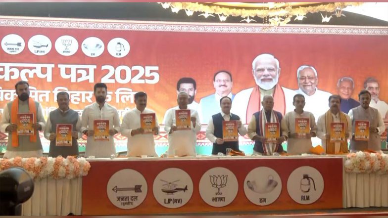India News | NDA Releases 'Sankalp Patra' for Bihar Polls; Promises 1 Crore Jobs to Youth, Empowerment to Women