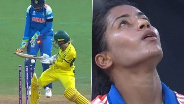 Phoebe Litchfield Wicket Video: Watch Amanjot Kaur Castle Australia Women's Cricket Team Opener After Her Century in IND-W vs AUS-W ICC Women's World Cup 2025 Semi-Final