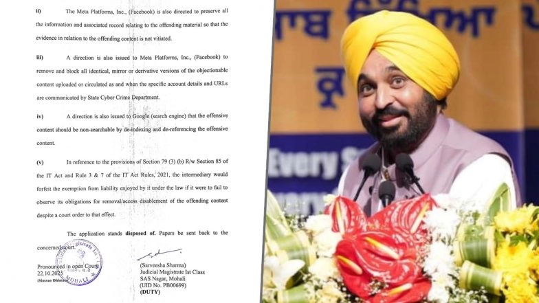 Bhagwant Mann Viral MMS Controversy: AAP Calls Punjab CM's Viral 'Obscene' Video Fake, Says Mohali Court Has Ordered Removal of AI Deepfake Clip