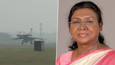 President Droupadi Murmu Takes Sortie in Rafale Fighter Jet at Ambala Air Force Station, Her 2nd Flight in IAF Combat Jet (Watch Video)