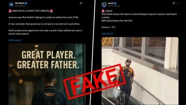 Fact Check: Did Virat Kohli Leave For London After Duck in IND vs AUS 2nd ODI 2025 to Attend Son Akaay's Parent-Teacher Meeting? Here's the Truth