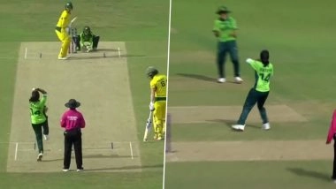 Fatima Sana Dismisses Phoebe Litchfield With Splendid Catch off Her Own Bowling During AUS-W vs PAK-W ICC Women’s World Cup 2025 Match (Watch Video)