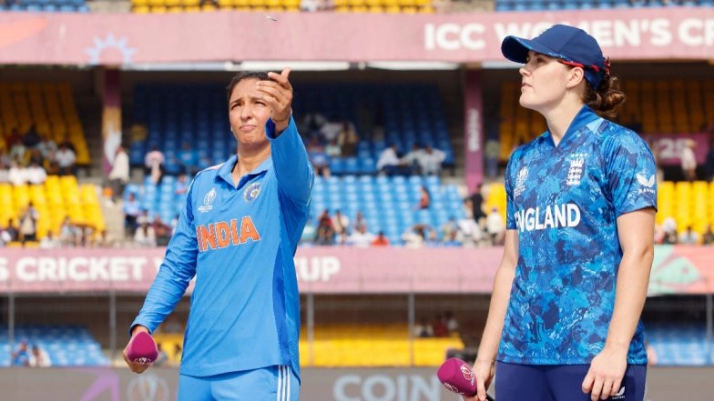 IND-W vs ENG-W ICC Women’s World Cup 2025 Toss Report and Playing XI: England Opt to Bat First, Renuka Singh Thakur Replaces Jemimah Rodrigues for India