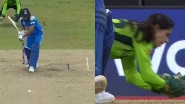 Harmanpreet Kaur Wicket Video: Watch Pakistan Wicketkeeper Sidra Nawaz's Catch as Diana Baig Accounts for India Captain in IND-W vs PAK-W ICC Women's World Cup 2025 Match